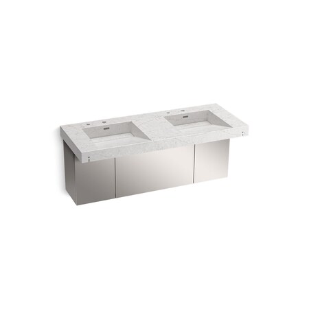 Kohler 60In Wall-Mount Basin Lavatory System In Pearl Jasmine 81030-BSS-KEP